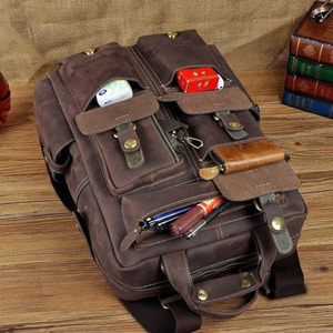 Best Quality Original Leather <b>Waterproof</b> Heavy Duty Unisex Travel Casual <b>Backpack</b> Daypack Rucksack Fashion College <b>School</b> Bags - Product Image 5
