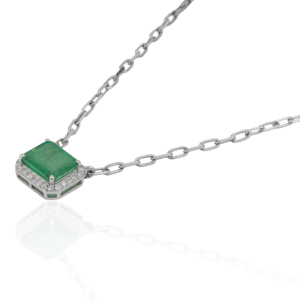 Custom Handmade 925 Sterling Silver Octagon Shape Natural <b>Emerald</b> Halo <b>Pendant</b> Necklace For Women's Party Accessories - Product Image 5