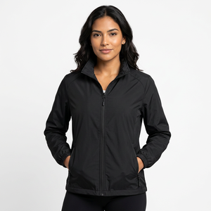 Chaqueta Bomber Negra Cortavientos para Hombre, Cuello Alto con Cremallera, Prenda Exterior Informal de Poliéster para Otoño - Product Image 4