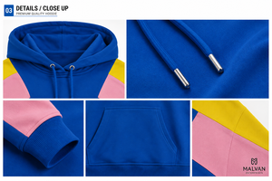 Custom Color Block Pullover Hoodie <b>Sweatshirt</b> Blue <b>Pink</b> Yellow Long Sleeve Hooded Casual Streetwear Fashion Apparel Manufacturer - Product Image 3