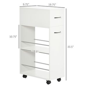 3-Tier Slim Rectangle Storage Cart Rolling Utility for Kitchen & Bathroom Narrow Wheels for <b>Small</b> Spaces <b>Slide</b> Side Bag Access - Product Image 3