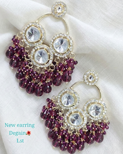 Boucles d'oreilles Kundan Chandbali, perles, bijoux de mariée traditionnels pour mariage et fêtes, plaqué or, boucles d'oreilles ethniques pour femmes - Product Image 1