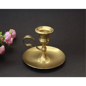 Candelabro Cónico Artesanal con Acabado de Latón, Estilo Nórdico, con Anillo para el Dedo, de Metal Dorado, para Chimenea, Altar, Estilo Rústico - Product Image 3