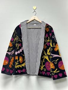 เสื้อแจ็คเก็ตปักลายซูซานีผ้ากำมะหยี่สีดำสไตล์โบฮีเมียน ลายดอกไม้ แขนยาว คอตั้ง เสื้อคลุมสำหรับผู้หญิงช่วงฤดูใบไม้ร่วง - Product Image 5