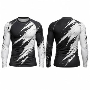 Chemise à manches longues pour homme, protection anti-UV, imprimé abstrait noir et blanc, séchage rapide, polyester, pour adultes - Product Image 1