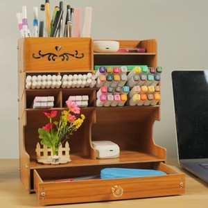 Bamboo <b>Desk</b> Organizer with Drawer | Multi-Tier Pen Holder | Wholesale - Product Image 6