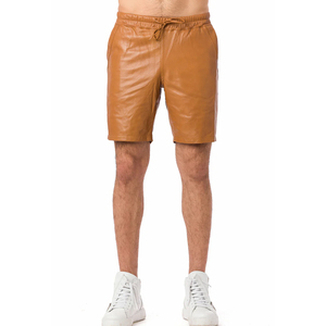 Shorts en cuir pour hommes, style urbain, marron beige, design et tailles personnalisés, fournisseur en gros, qualité supérieure, style le plus récent - Product Image 1