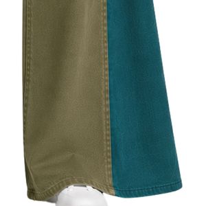 Vaqueros anchos de mujer en verde oliva y azul turquesa, de cintura alta, con paneles en contraste, pantalones de mezclilla, estilo casual y urbano. - Product Image 3