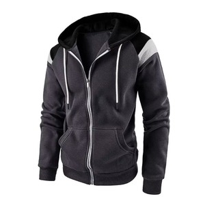 <b>Men</b> Hooded <b>Zip</b>-<b>Up</b> Sweatshirt Regular Fit Solid Color Knitted Casual Winter Wear Raglan Sleeve Polyester/Cotton <b>Fleece</b> - Product Image 3