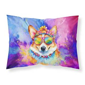 Housse de coussin décorative Corgi Hippie Dawg Artwork, standard, légère, super douce, facile d'entretien - Product Image 1