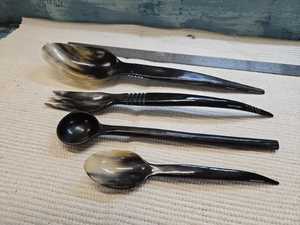 Cuillères en corne de buffle, forme ronde, faites à la main, écologiques, polies, durables, rustiques, décoration de mariage et cadeau artisanal - Product Image 5