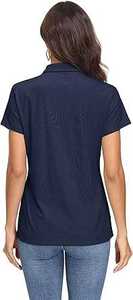 Polo de Alta Calidad Personalizado para Mujer, Corte Ajustado, 100% Algodón, Cuello en V, Buen Precio, con Decoración de Logotipo Impreso en Capas - Product Image 6