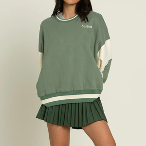 Sudadera de Cuello Redondo de Forro Polar Grueso de Alta Calidad para Mujer, Estilo Urbano, Diseño de Bloques de Color con Logotipo Personalizado, para Invierno - Product Image 6