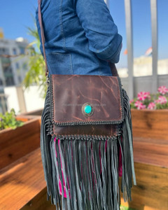 New Western Stylish Handcrafted <b>Genuine</b> Cowhide Leather Fringe Crossbody Bag Personalized Boho Handbag Leather Sling Bags - Product Image 3