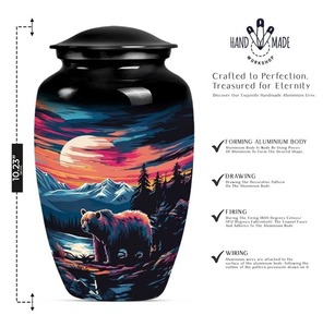 Urne funéraire personnalisée Ciel Aurore pour cendres d'adultes avec motif Montagne Lac – Conteneur commémoratif personnalisé pour cendres - Product Image 3