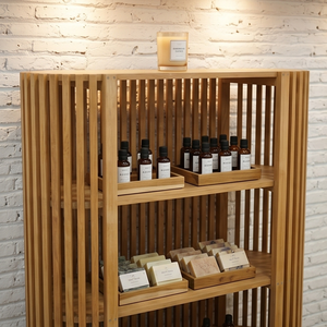 Modern <b>Solid</b> Teak <b>Wood</b> Slatted Display Shelf <b>Bookcase</b> Living Room Furniture Minimalist Wooden Storage Cabinet - Product Image 6