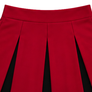Ensemble d'uniforme de cheerleading rouge cramoisi, noir et blanc, avec crop top sans manches à col en V et jupe plissée, pour spectacle de danse et équipe de cheerleading - Product Image 3
