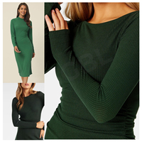 Robe moulante sans manches en maille côtelée pour femme, style moderne, longueur genou, lavable, en stock, prête à être expédiée, ODM OEM personnalisable