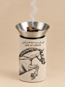 Brûleur d'encens arabe de luxe en acier inoxydable pour Bakhoor et Oud, support décoratif pour parfum d'intérieur avec calligraphie arabe - Product Image 1