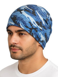 New Custom Printed Designs Unisex <b>Blue</b> Camouflage <b>Beanie</b> 100% Polyester Outdoor Casual Hat Heat Transfer Print Custom Sizes - Product Image 6