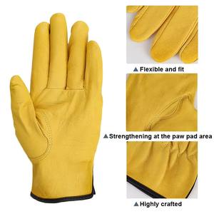 Gants de travail en cuir de haute qualité, chauds pour l'hiver, à ouverture latérale, avec logo personnalisé, bande élastique - Product Image 4