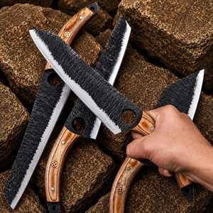 Handmade High Carbon Steel <b>Knife</b> <b>Set</b> -4 Pcs Kitchen <b>Knife</b> <b>Set</b> Straight Edge With Leather Roll Bag With Wooden Handle - Product Image 3