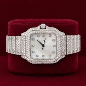 Montre Hip Hop de Luxe pour Femme avec Diamants Moissanite, Cadran Carré Entièrement Sertie, Bracelet en Acier Inoxydable, Montre Bijou Personnalisée - Product Image 1
