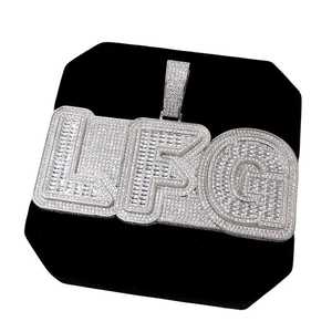 Collar con Colgante de Moissanita, Plata 925, Bañado en Rodio, Estilo Hiphop, con Letra, para Hombre - Product Image 5