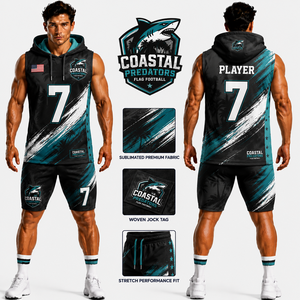 IRONCLAD ELITE ชุดยูนิฟอร์มฟุตบอลแบบมีฮู้ดสำหรับผู้ชาย ชุดเสื้อกล้ามและกางเกงขาสั้น ระบายอากาศได้ดี ซับเหงื่อ ทรงสปอร์ต เหมาะสำหรับฤดูร้อน - Product Image 3