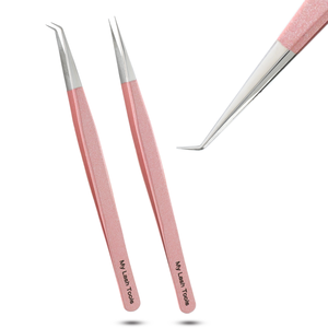 Pince à épiler professionnelle pour artiste en cils, à pointe en fibre, pour isolation, courbée et droite, outil pour cils - Product Image 1