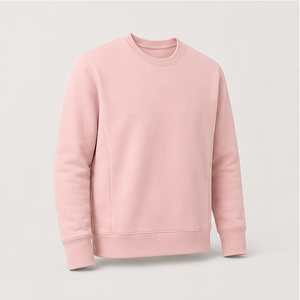เสื้อสเวตเชิ้ตคอกลมทรงเข้ารูปผ้าคอตตอนเทอร์รี่น้ำหนักเบาสีชมพูพาสเทลสำหรับผู้ชาย รุ่น MCRW-0026 ปรับแต่งได้ - Product Image 3
