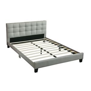 Letto Contemporaneo California King Size con Testiera Trapuntata in Polifibra Grigia, Struttura Imbottita per Camera da Letto - Product Image 5