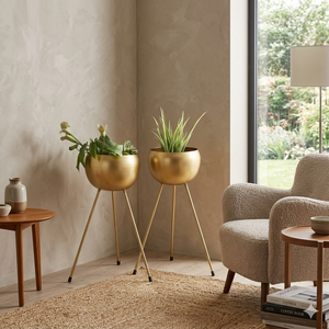 Maceta Redonda de Hierro para Uso en Interiores y Exteriores - Maceta de Metal Resistente con Soportes Largos - Product Image 2