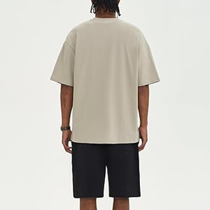 High Quality Men Boxy T-<b>Shirt</b> Heavy Weight Loose Fit Tee Men Soft Touch Heavyweight Boxy <b>Shirt</b> Elastic Streetwear Top OEM Custom - Product Image 2