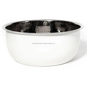 Bol de Pédicure Martelé en Acier Inoxydable pour Pied Noir et Blanc Décor à la Maison Bol de Massage et Vaisselle Bol de Stockage de Fruits - Product Image 1