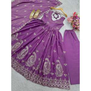 Beautiful <b>Modest</b> <b>Sets</b> Anarkali Gown Plazzo Dupatta for Parties - Product Image 2