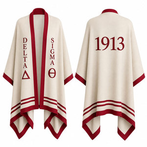 Cape-châle en laine Delta Sigma Theta 1913, poncho long imprimé par transfert thermique, écharpe d'hiver pour femme - Product Image 4