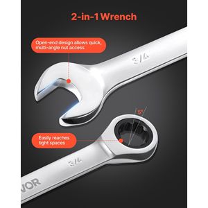 Set di 16 Chiavi Combinate SAE con Cricchetto a 72 Denti in Acciaio Cr-V, Misure Chiare, Confezione in Sacchetto Arrotolabile - Product Image 4