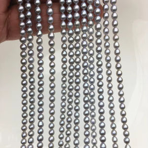 Perles de riz d'eau douce grises rondes 3-5mm en vrac pour la fabrication de bijoux, vente en gros, haute brillance - Product Image 1