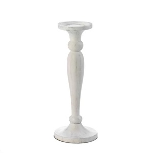 Porte-bougie en bois blanc au design élégant, style rustique, décoration de ferme, centre de table pour mariage, personnalisable. - Product Image 1