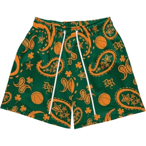 Shorts de basket-ball pour hommes en maille à motif paisley, inspirés des bandanas, respirants, pour la salle de sport et l'entraînement estival - Product Image 1