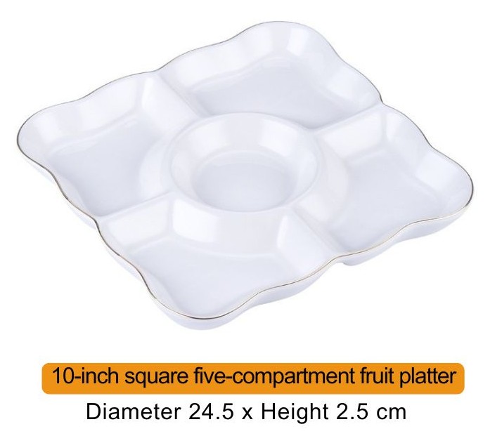 10" square 5-section fruit platter