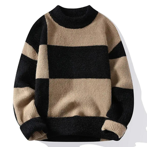 Pull en tricot à carreaux pour homme, manches régulières, style automne, 100% acrylique, manches longues - Product Image 6