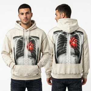 Mens Custom Full Zip Up Hoodie Vintage Wash Streetwear 380GSM Cotton Fleece Relaxed Fit Retro Style Zip Hoodie Manufacturer - Product Image 1