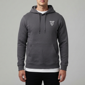 Sudadera con Capucha para Hombre, Color Gris Oscuro, Felpa de Algodón, Corte Regular, Logotipo Bordado, Bolsillo Delantero, Transpirable, para Invierno - Product Image 2