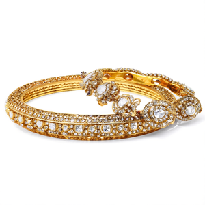 Elegant Gold Plated Crystal Stone Bracelet and <b>Bangle</b> <b>Set</b> for Women for Bridal Festive & Traditional Occasions-10575601WH_2.4 - Product Image 2