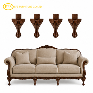 Patas de Sofá de Madera Maciza de Caucho Estilo Queen Anne, Patas de Muebles Clásicas en Forma de S, Patas de Repuesto Resistentes para Sofá, Silla, Gabinete, Otomana - Product Image 1
