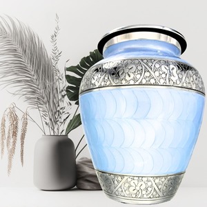 Urne funéraire blanche de style américain de haute qualité LU, gravée à la main, avec finition émail métallique, capacité de 200 pouces cubes - Product Image 2