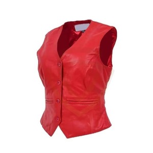 Chaleco de cuero genuino para mujer, a prueba de viento, estilo urbano, para motociclistas. - Product Image 3