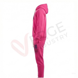 Unisex <b>Pink</b> <b>Tracksuit</b> <b>Set</b> Hooded Full Sleeve USA Print Casual Sportswear Autumn Wear Breathable Cotton Regular Fit - Product Image 3